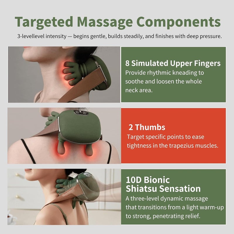 Eworld Cordless Neck & Shoulder Massager for Deep Tissue Pain Relief, Bionic Electric Trap & Back Massager, Portable Relaxation Tool – Touch Gift for Mom & Dad - Image 2